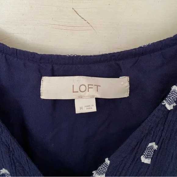 LOFT Navy Blue Ruffle Sleeve Dress - Picture 6 of 7